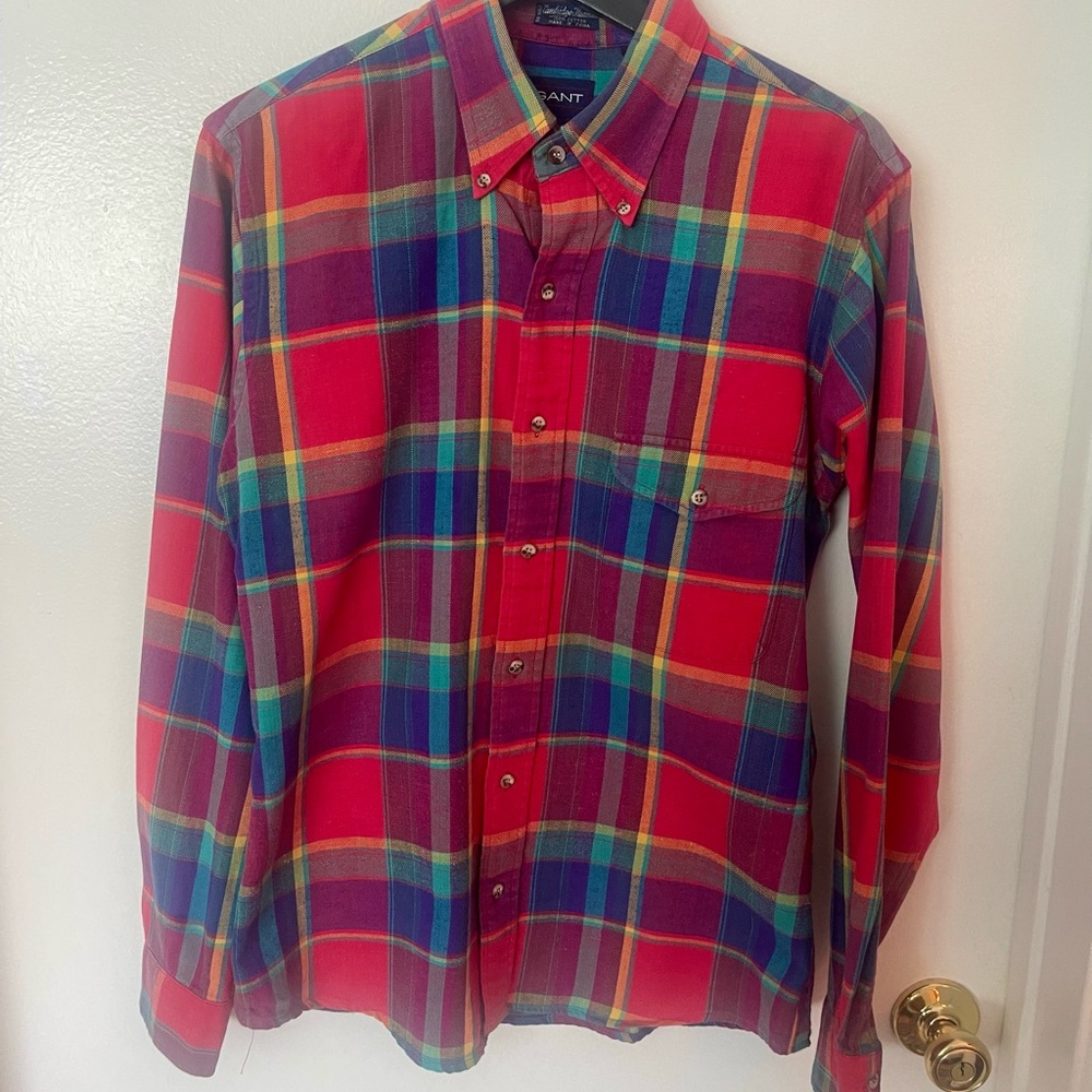 Vintage Gant Men's Multicolor Plaid Button Down Shirt